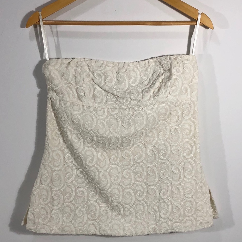 J. Crew Cream Embroidered Paisley Tube Top